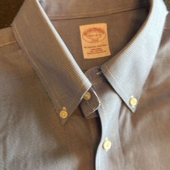 Brooks Brothers Blue Button Down Shirt Houndstooth pattern size 15 1/2-2/3 - Picture 8 of 8